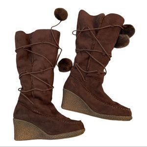 Marypaz Vegan Leather Suede Winter Wedge Boots